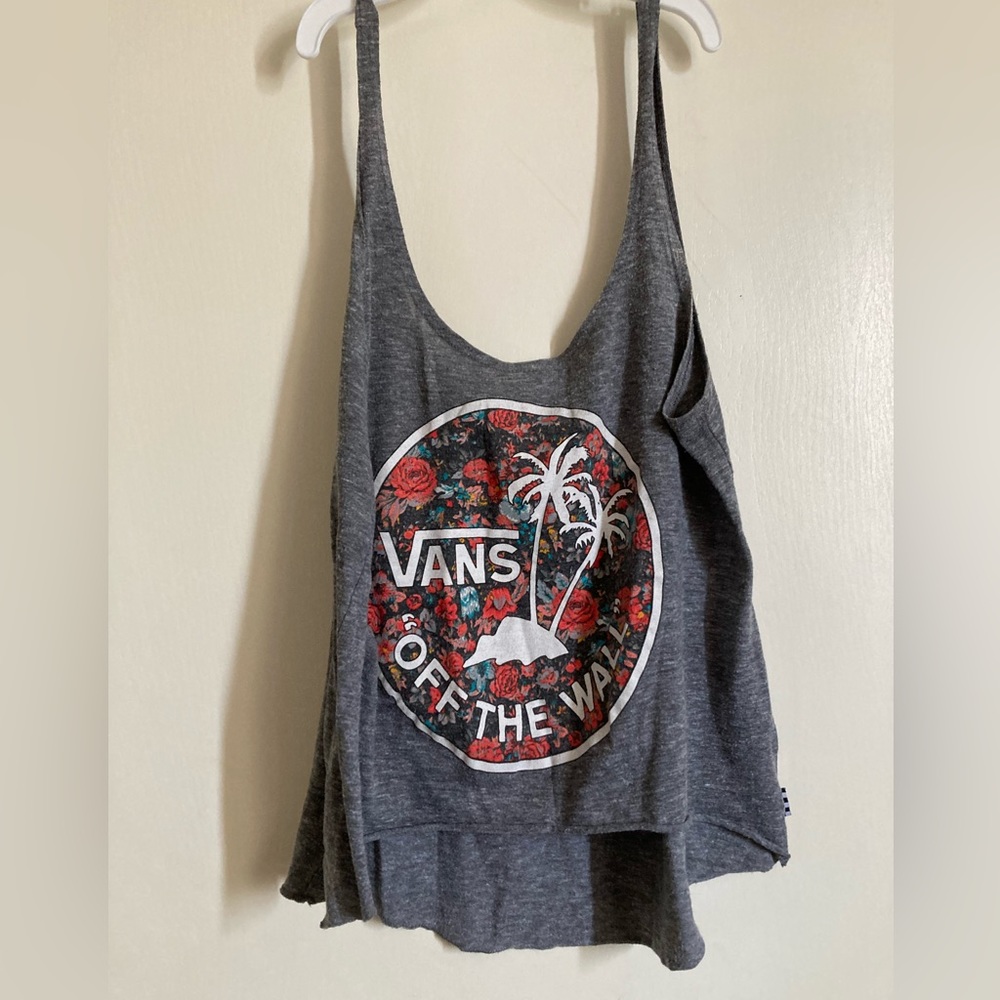 *Van’s Gray Skater 90’s Y2K Scoop Neck Thin Strap XS Tank Top A239